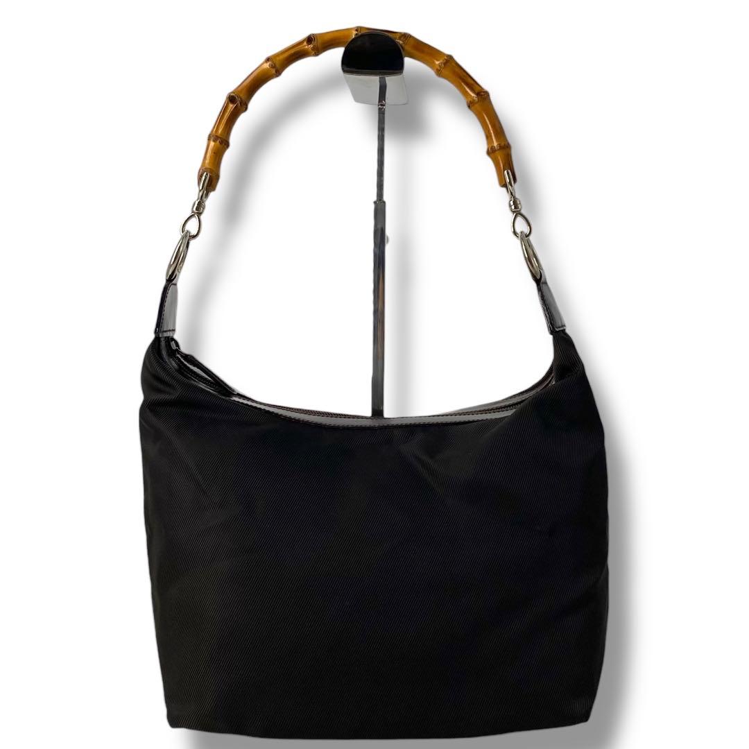 美品 GUCCI グッチ バンブー ワンショルダーバッグ ヴィンテージ ナイロン