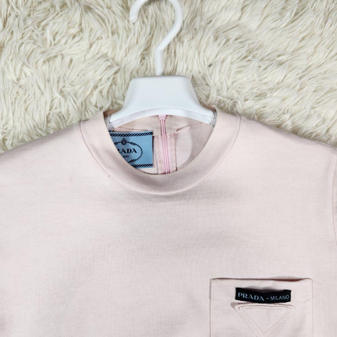 PRADA ワンピース Aライン 三角ロゴ ピンク 大きいサイズ