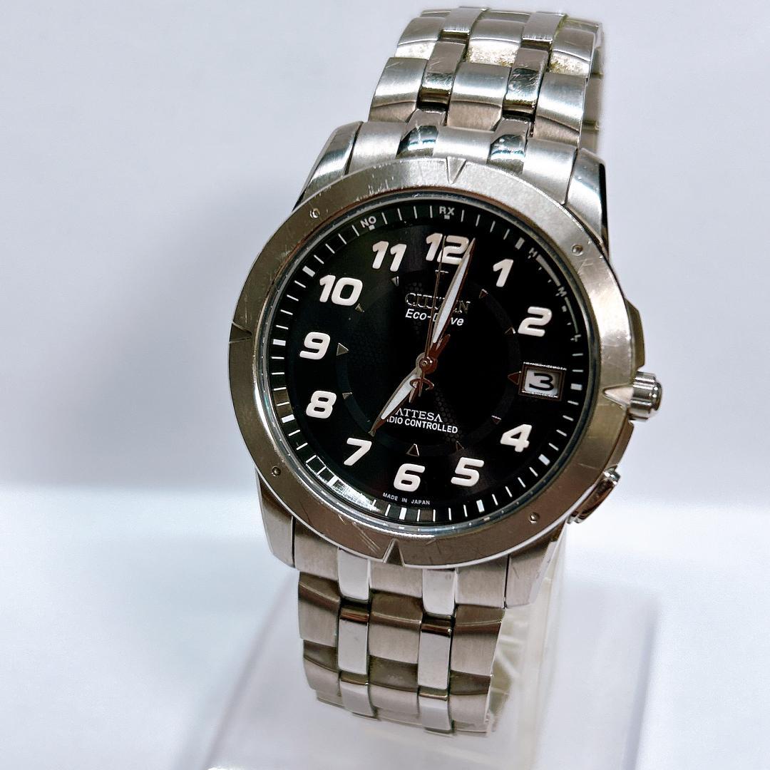 【本日終了】 シチズン アテッサ メンズ 電波時計 H110-T009425TA