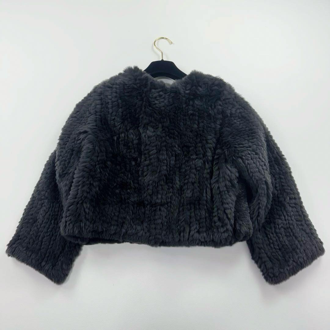 レッキスラビットファー✨アダジェット ノーカラージャケット ファーコート グレー