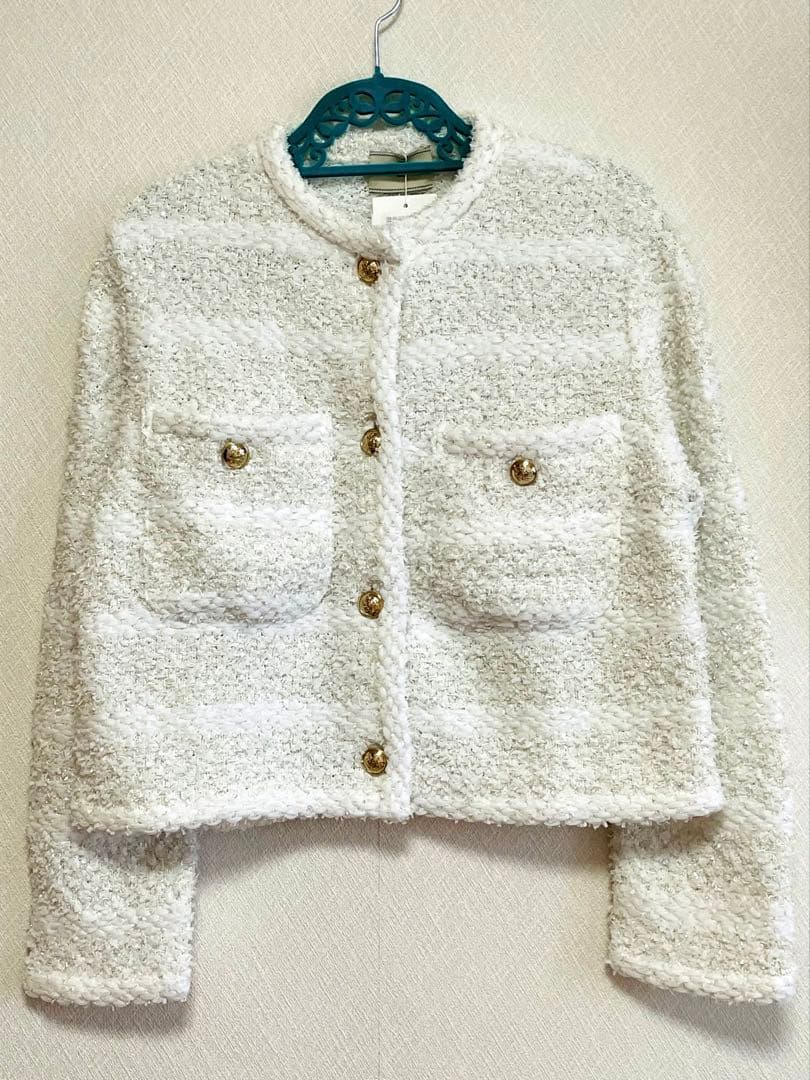 ユナイテッドアローズ　ボーダーミックス　ツイードニットカーディガン