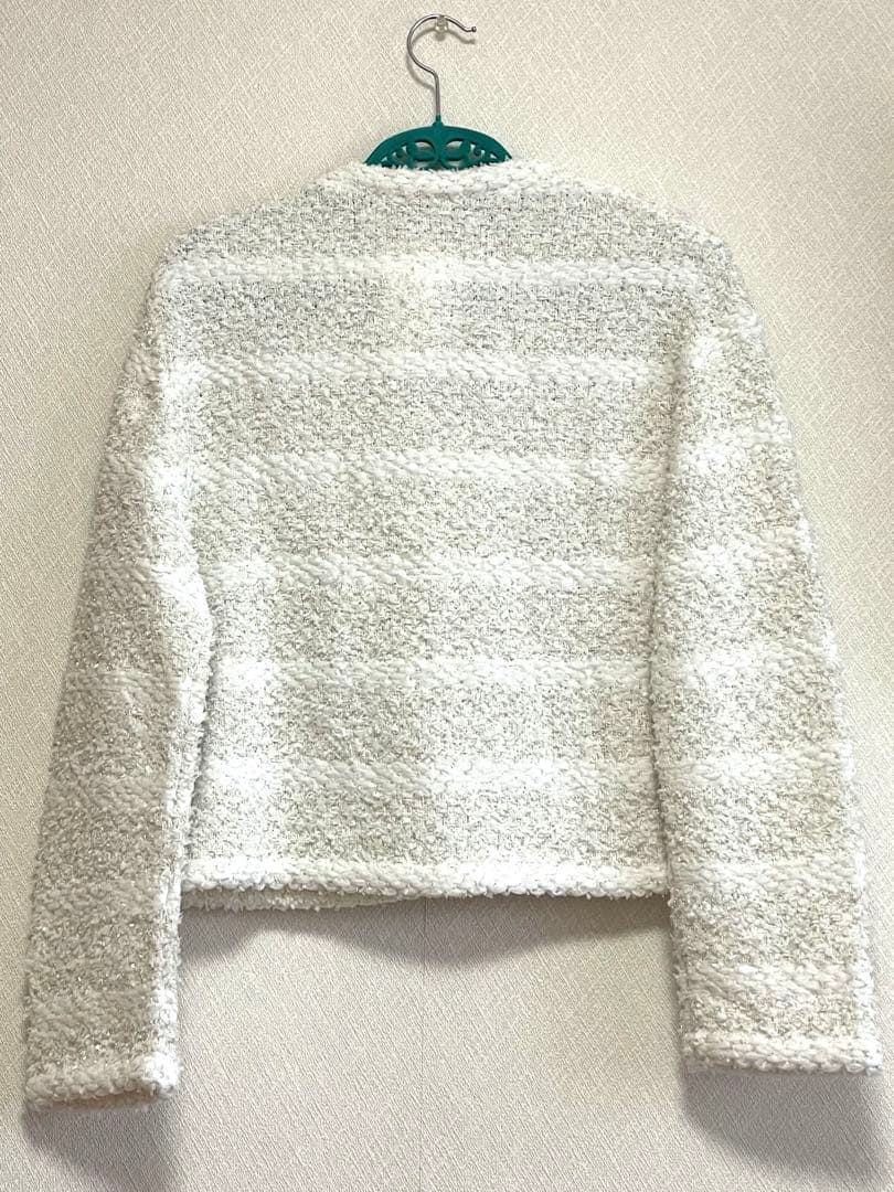 ユナイテッドアローズ　ボーダーミックス　ツイードニットカーディガン