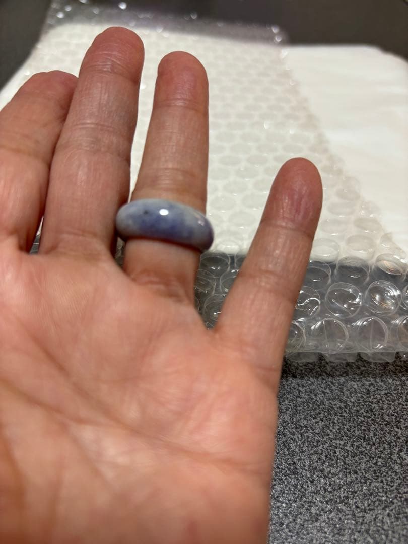 糸魚川翡翠指輪　ラベンダー１２号くりぬき！