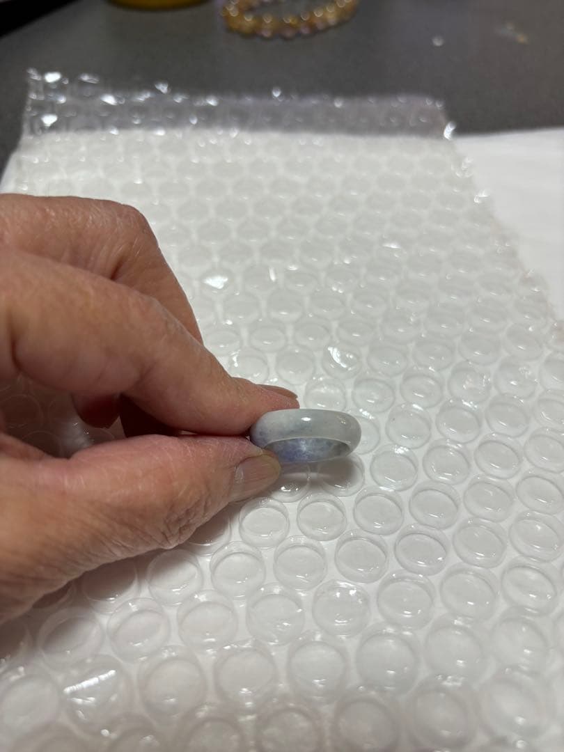 糸魚川翡翠指輪　ラベンダー１２号くりぬき！