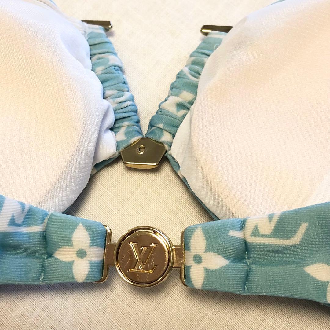 ルイヴィトン ブルーラグーンモノグラム ストラップレスビキニ 水色 34サイズ