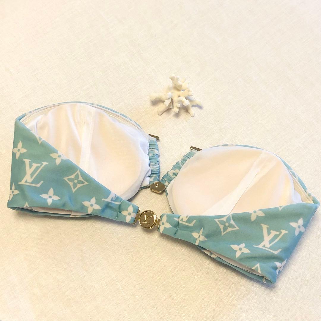ルイヴィトン ブルーラグーンモノグラム ストラップレスビキニ 水色 34サイズ
