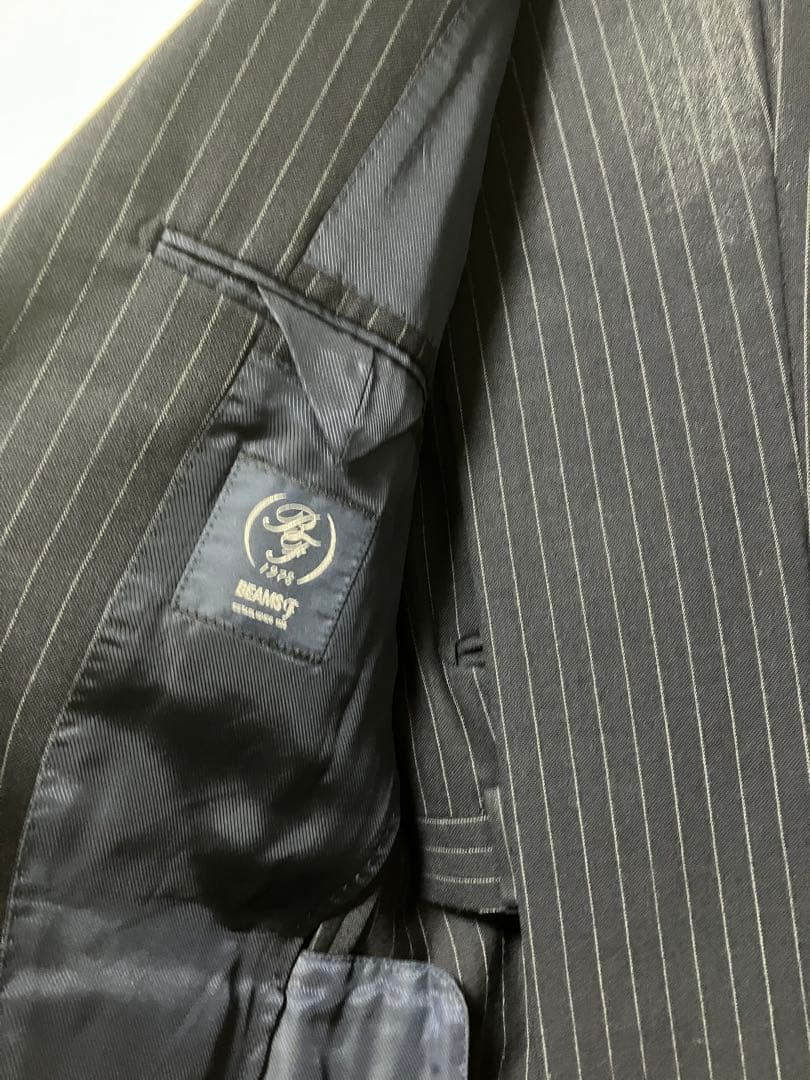 BEAMS F HIELD ピンストライプ3ボタンスーツ　46 ネイビー