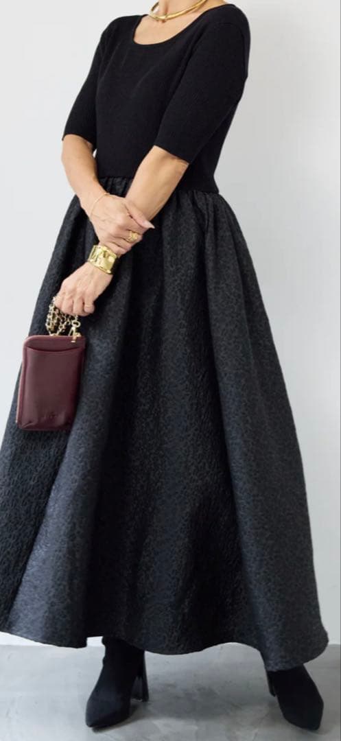 PLUS OTO.HA（REIKOコラボ）ジャガードドッキングワンピース