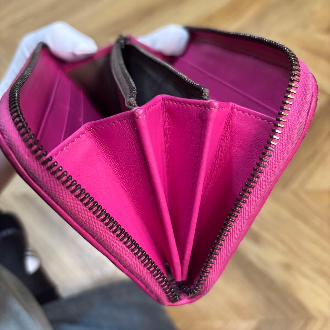 【美品】ボッテガヴェネタ ラウンドジップ アイヤーズ イントレチャート 長財布