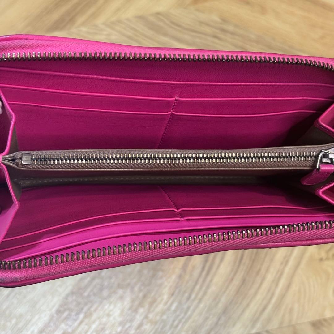 【美品】ボッテガヴェネタ ラウンドジップ アイヤーズ イントレチャート 長財布