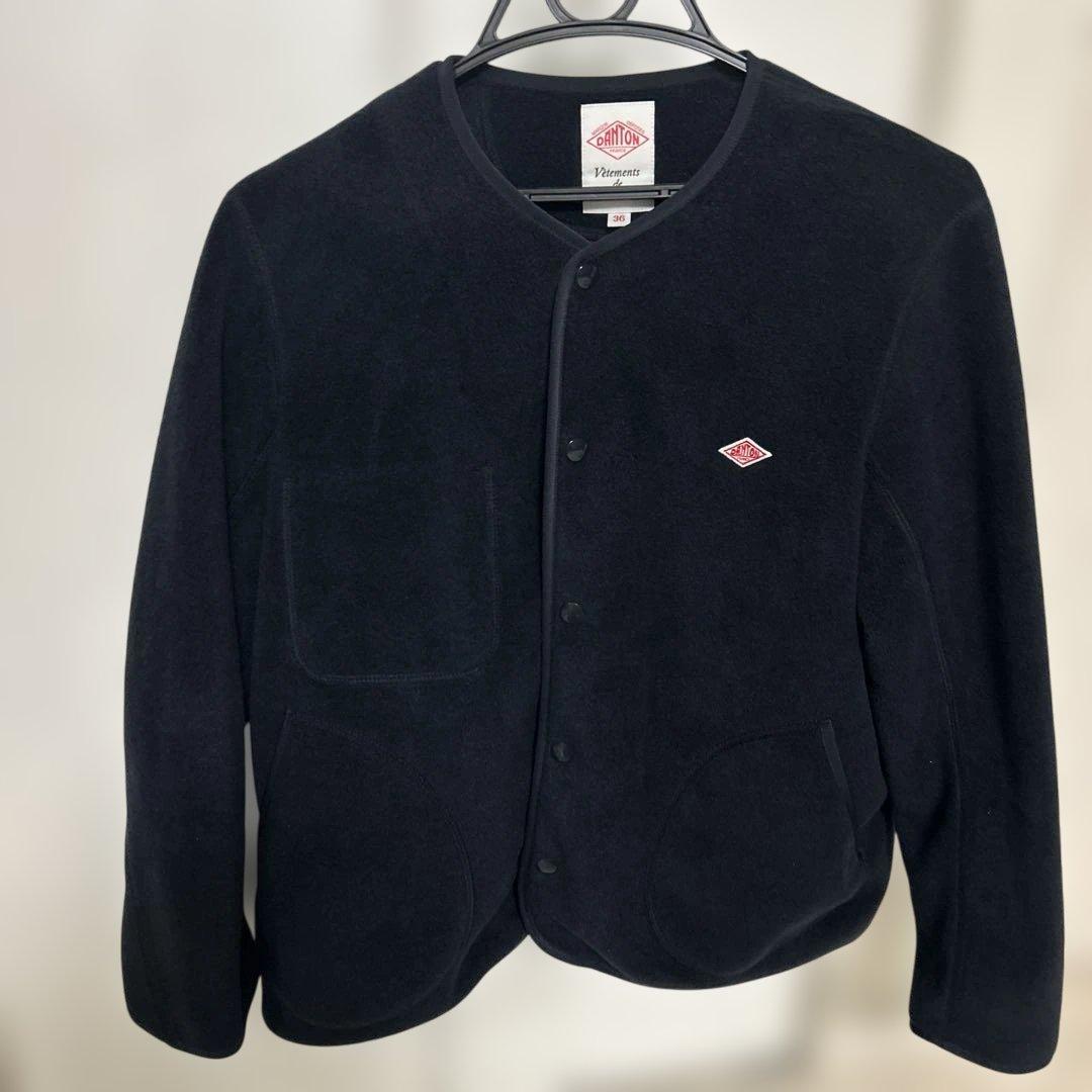 DANTON ノーカラージャケット 36 ネイビー