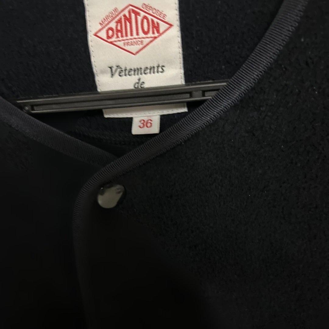 DANTON ノーカラージャケット 36 ネイビー