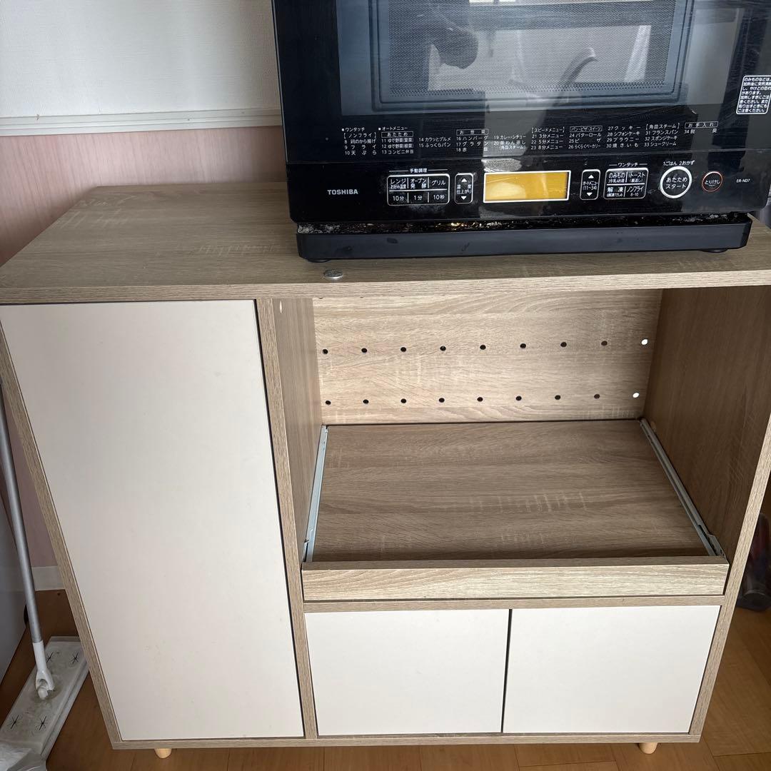 りんじょ　レンジラック 幅86cm ホワイト/ナチュラル