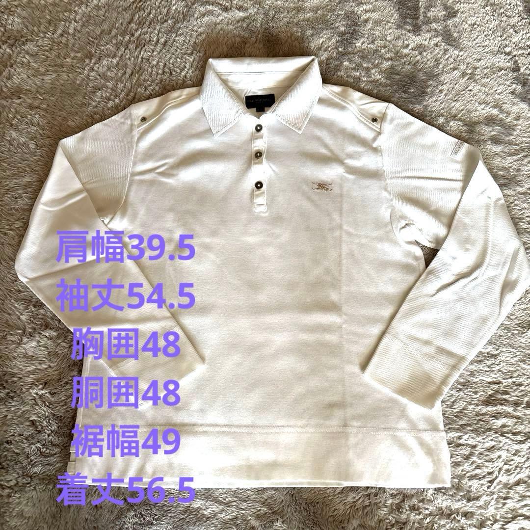 Burberryポロシャツ長袖・白・未使用品4月28日〜5月28日配送出来ません