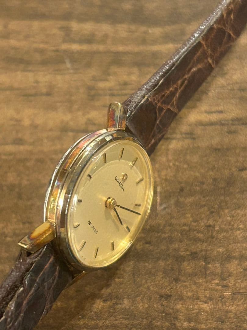 【稼動品】OMEGA De Ville 手巻き時計 ゴールド/ブラックレディース