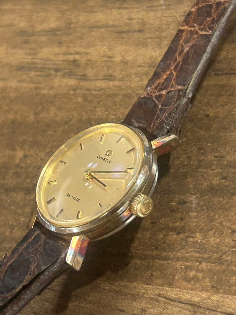【稼動品】OMEGA De Ville 手巻き時計 ゴールド/ブラックレディース