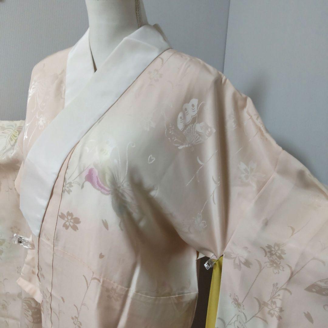 3113 高級正絹振袖長襦袢 袷 半襟付き 美品