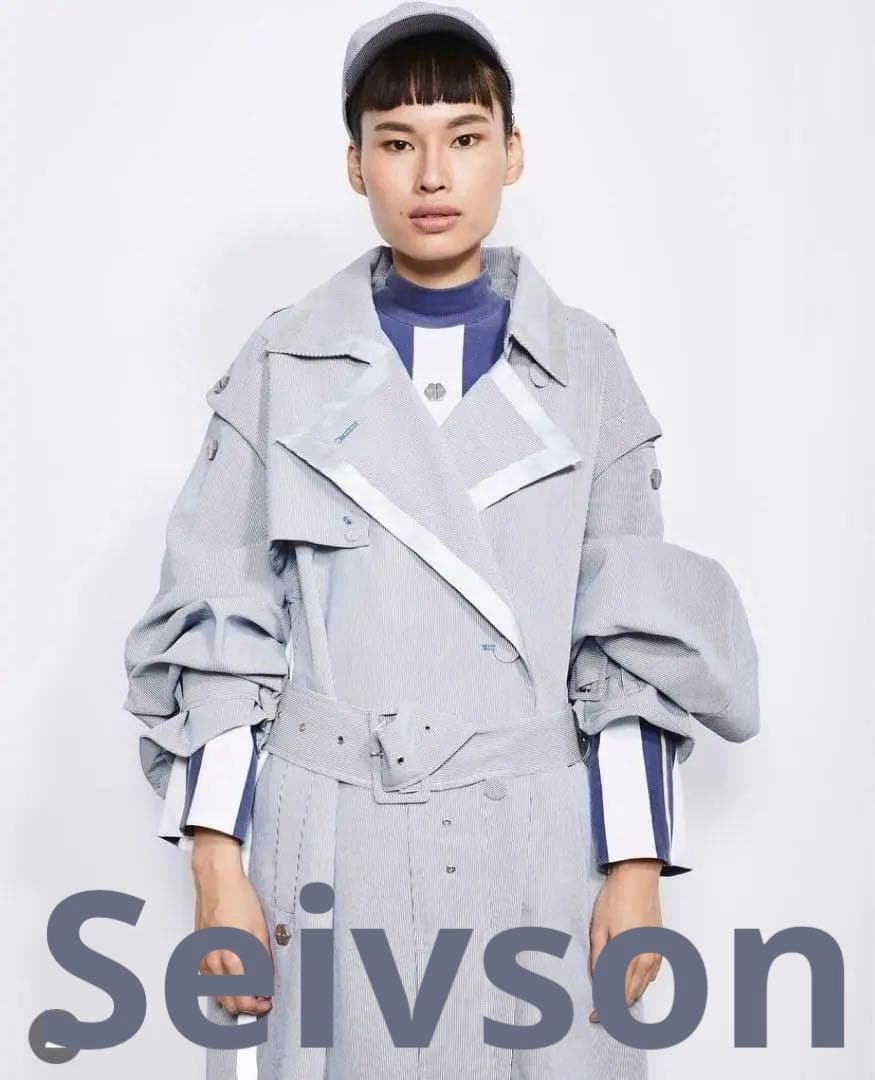 台湾ブランドSeivson ストライプトレンチコート