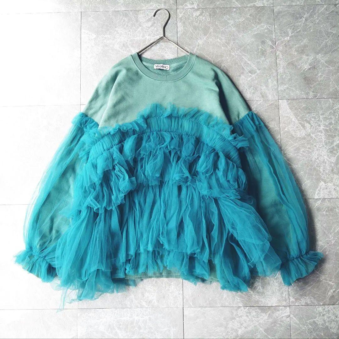 VIVIANO チュールレイヤードクルーネックスウェット 23AW サイズМ