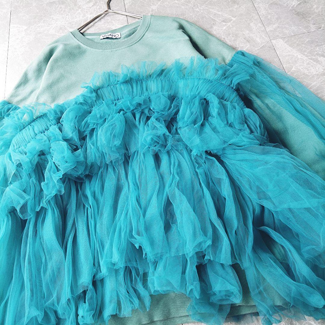 VIVIANO チュールレイヤードクルーネックスウェット 23AW サイズМ