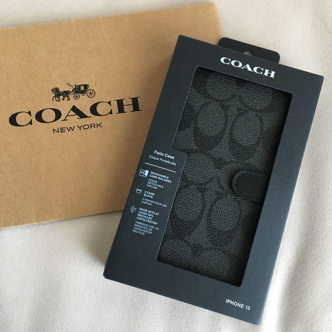 新品　COACH コーチ レザー iPhone 15 ケース　手帳 スマホケース