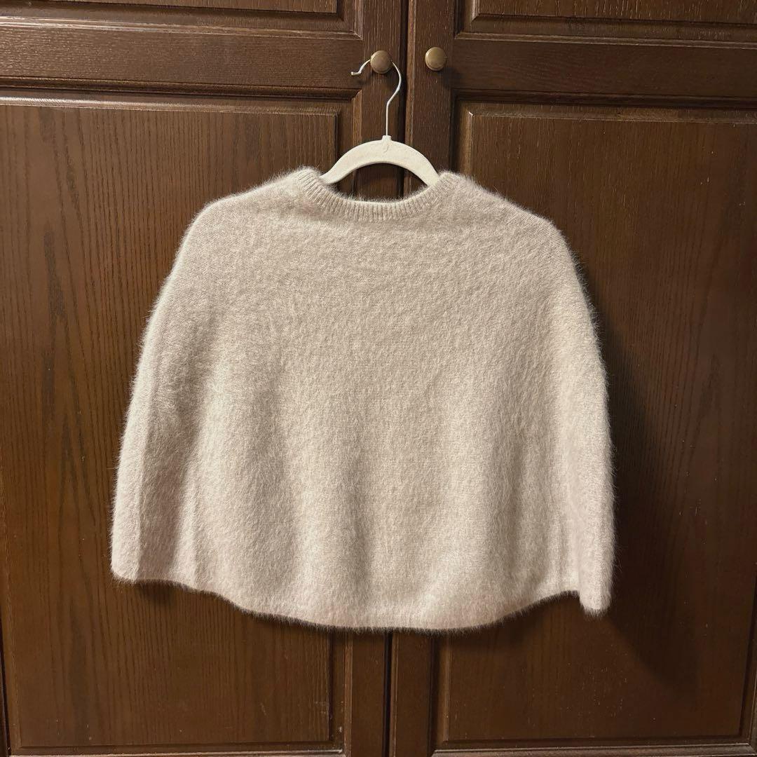 ビアズリー　ファーニットポンチョ　ライトグレー