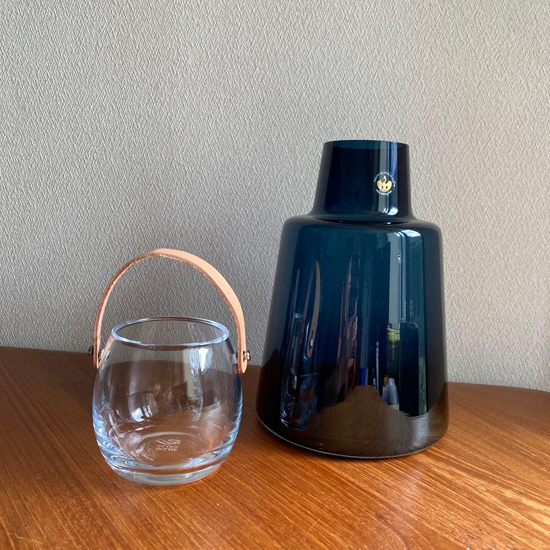 ホルムガード　フローラベース/Sショートブルー ガラスポットレザーハンドル付き