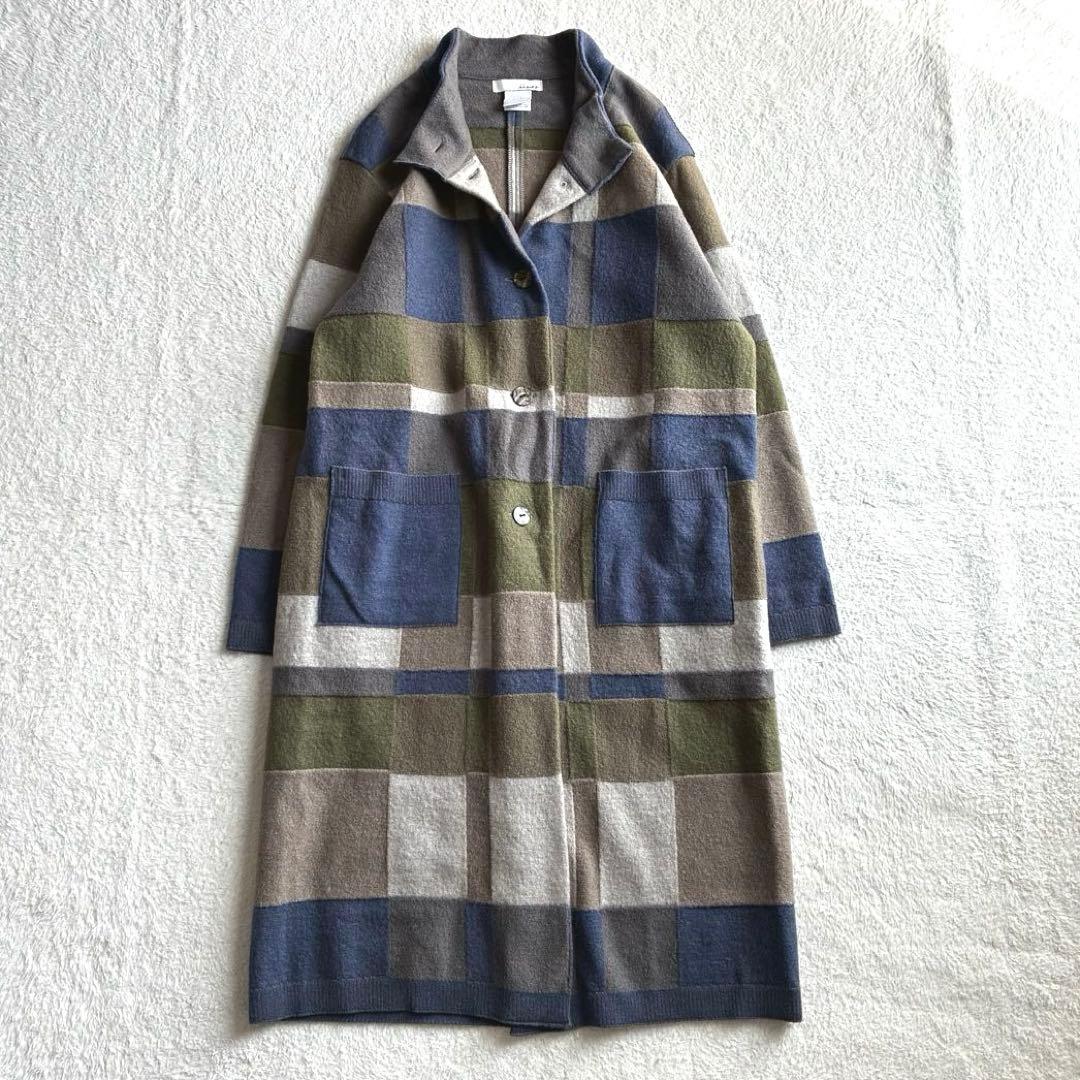 極美品 イイネス 佐藤繊維 ウールニットコート ロングコート ショップチャンネル