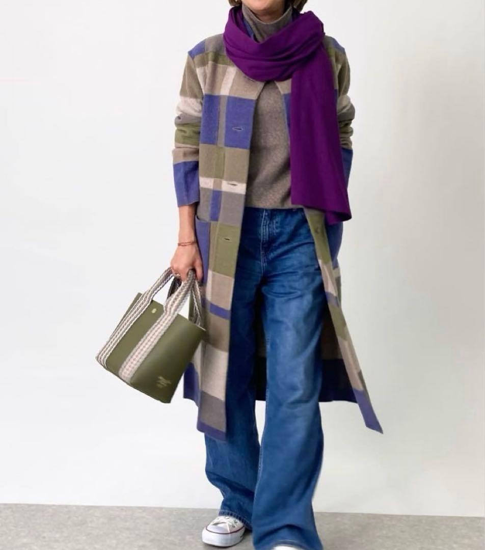 極美品 イイネス 佐藤繊維 ウールニットコート ロングコート ショップチャンネル