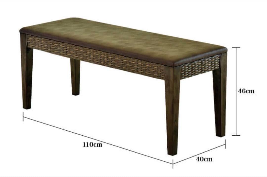 アジアンダイニングベンチチェア2脚セット