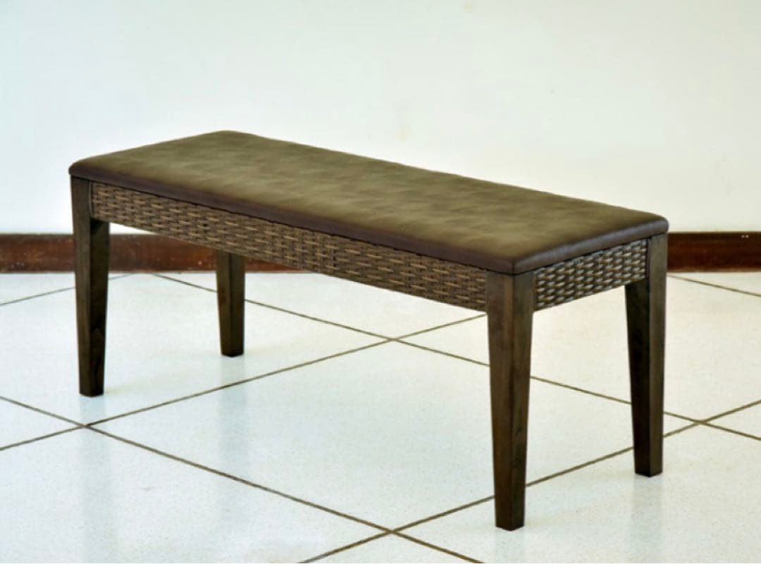 アジアンダイニングベンチチェア2脚セット