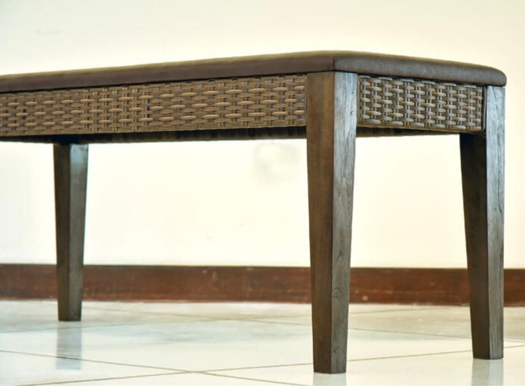 アジアンダイニングベンチチェア2脚セット