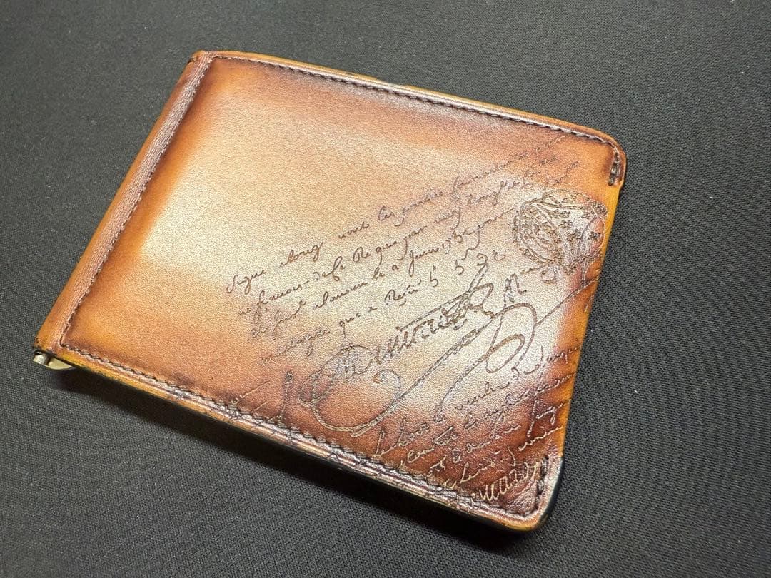 BERLUTI ブラウンレザー マネークリップ 保管袋付き