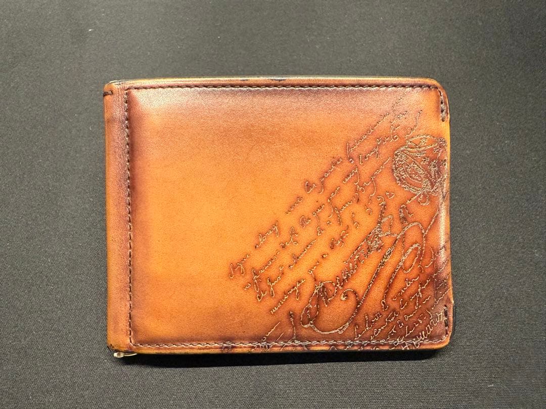 BERLUTI ブラウンレザー マネークリップ 保管袋付き