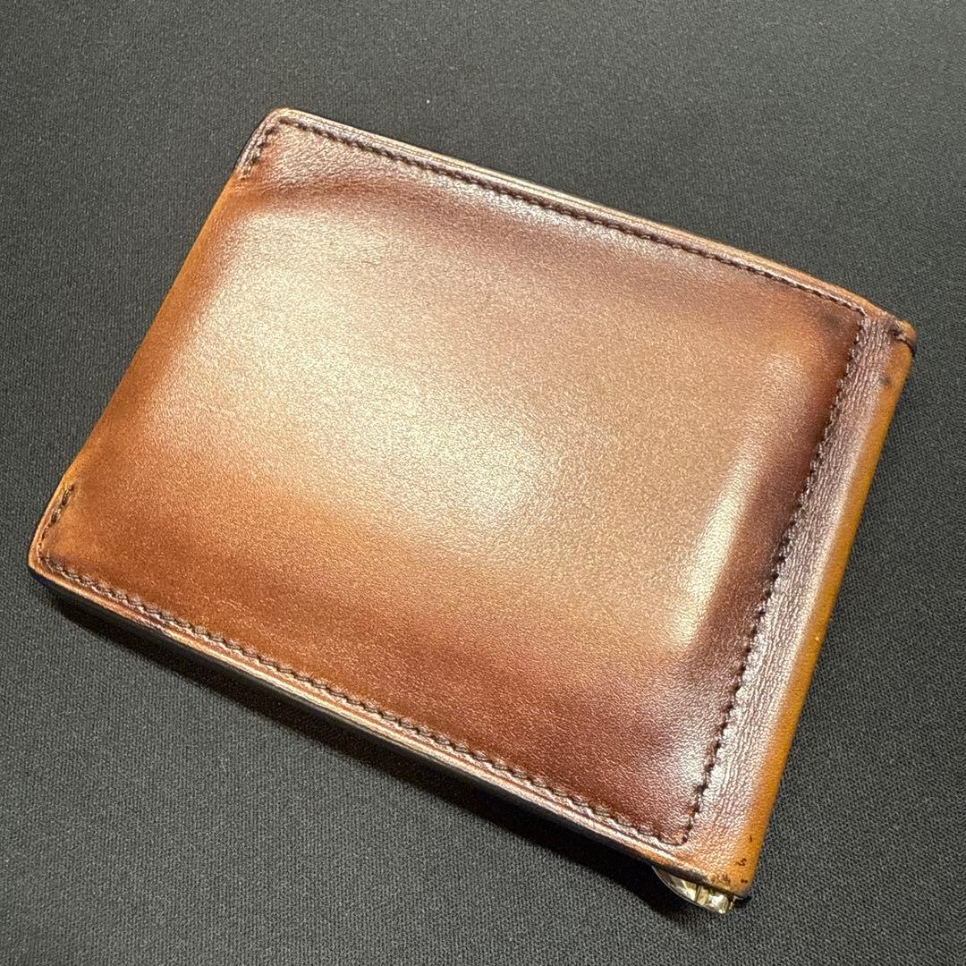 BERLUTI ブラウンレザー マネークリップ 保管袋付き