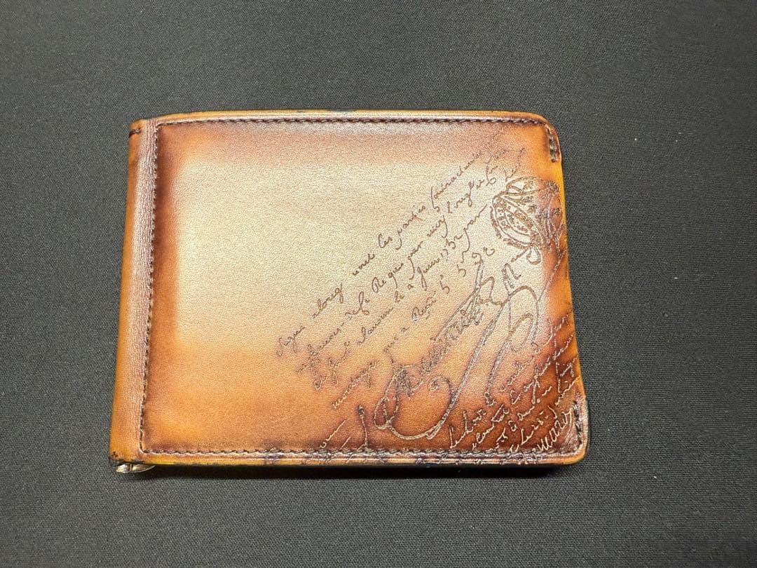 BERLUTI ブラウンレザー マネークリップ 保管袋付き