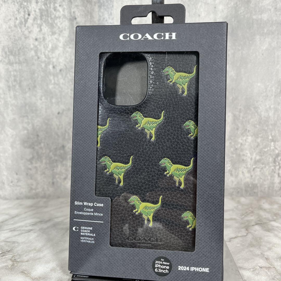 【美品•箱付き】COACHコーチ iPhone16ケース 恐竜柄 スマホケース