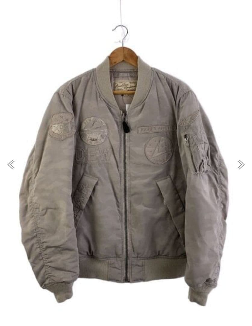 【美品】XLサイズ【カモフラ、ワッペン】【VIREX【MA-1】シルバーグレー