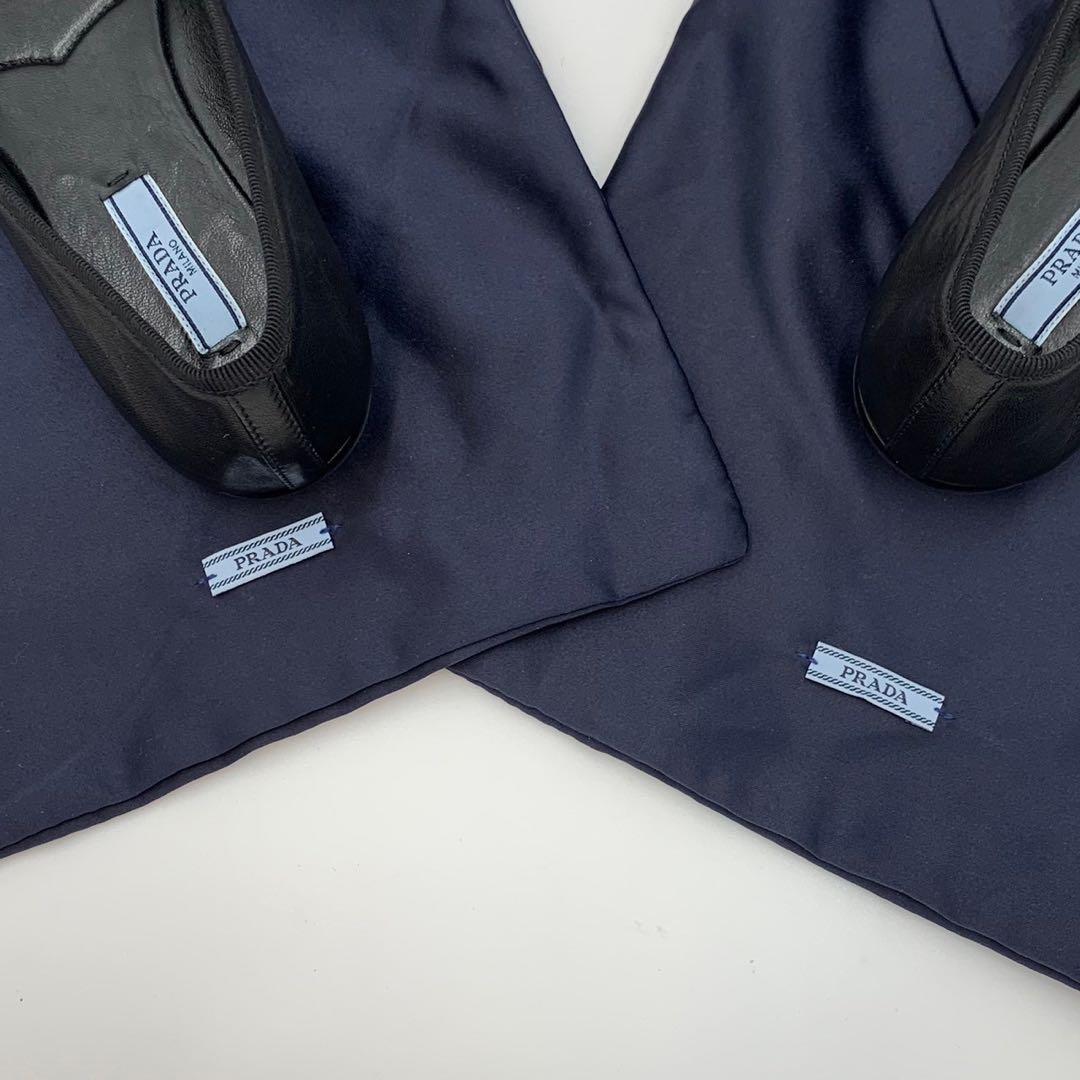 極美品 プラダ 三角ロゴ バレエシューズ パンプス リボン ナッパレザー 箱付き