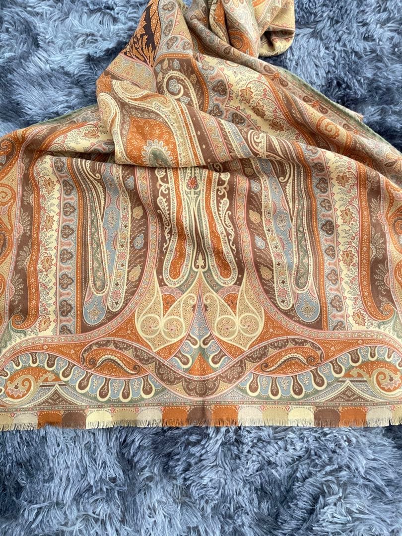 極美品✨ETRO エトロ 超大判ストール スカーフ ペイズリー シルク混 ロング