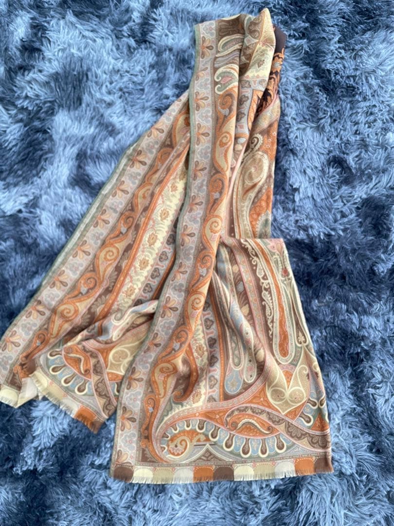 極美品✨ETRO エトロ 超大判ストール スカーフ ペイズリー シルク混 ロング
