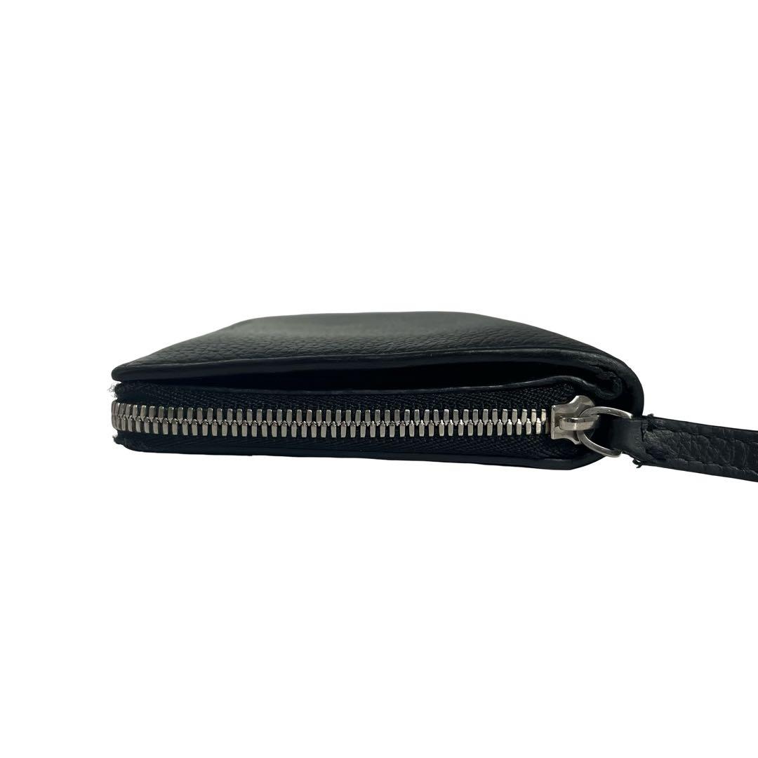 希少✨バレンシアガ 二つ折り財布 ロゴ型押し レザー ブラック ファスナー