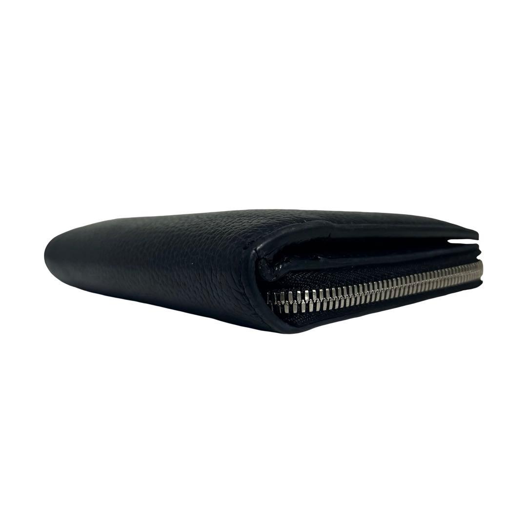 希少✨バレンシアガ 二つ折り財布 ロゴ型押し レザー ブラック ファスナー