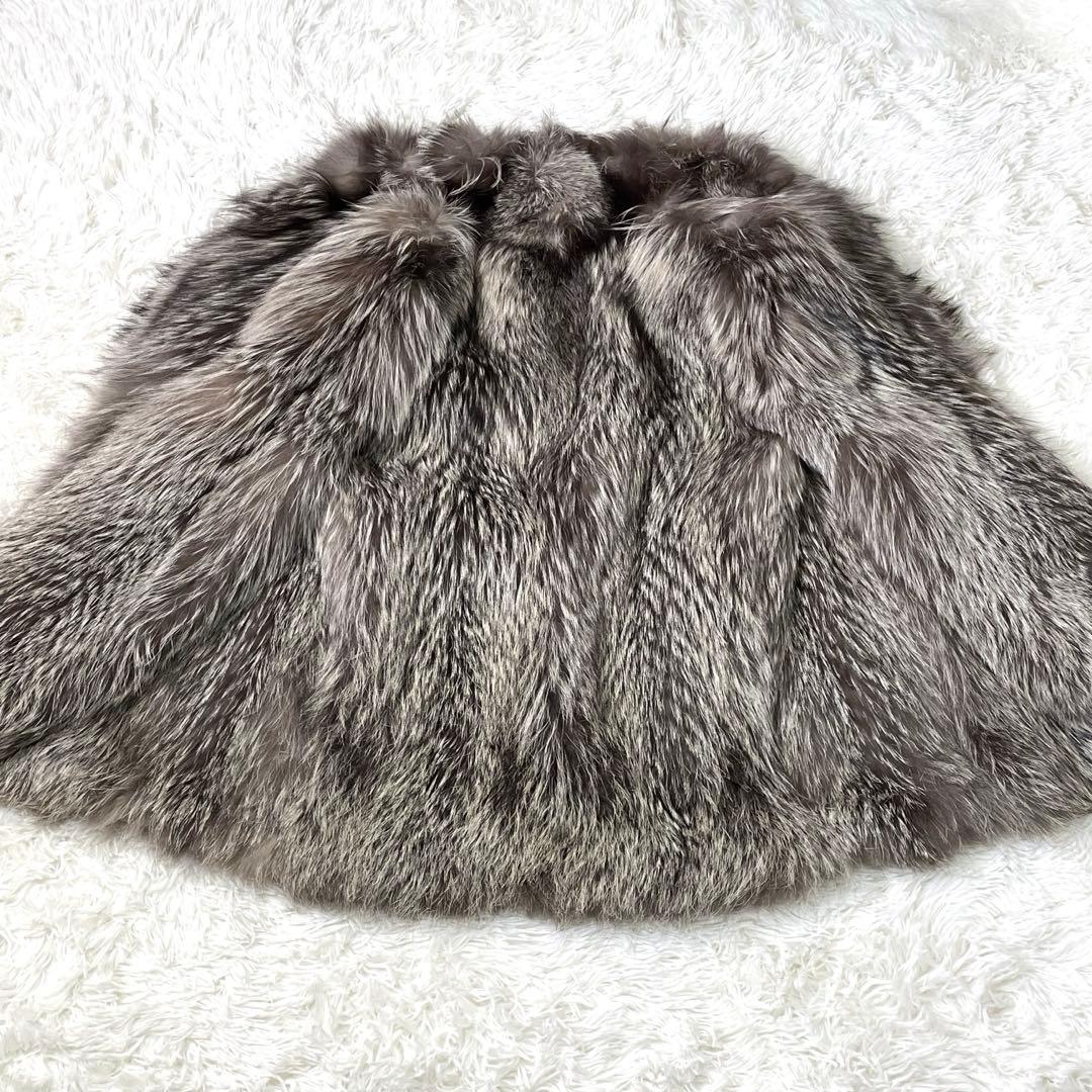 シルバーフォックス ファーコート本毛皮 ふわふわ◎ 大きめサイズ