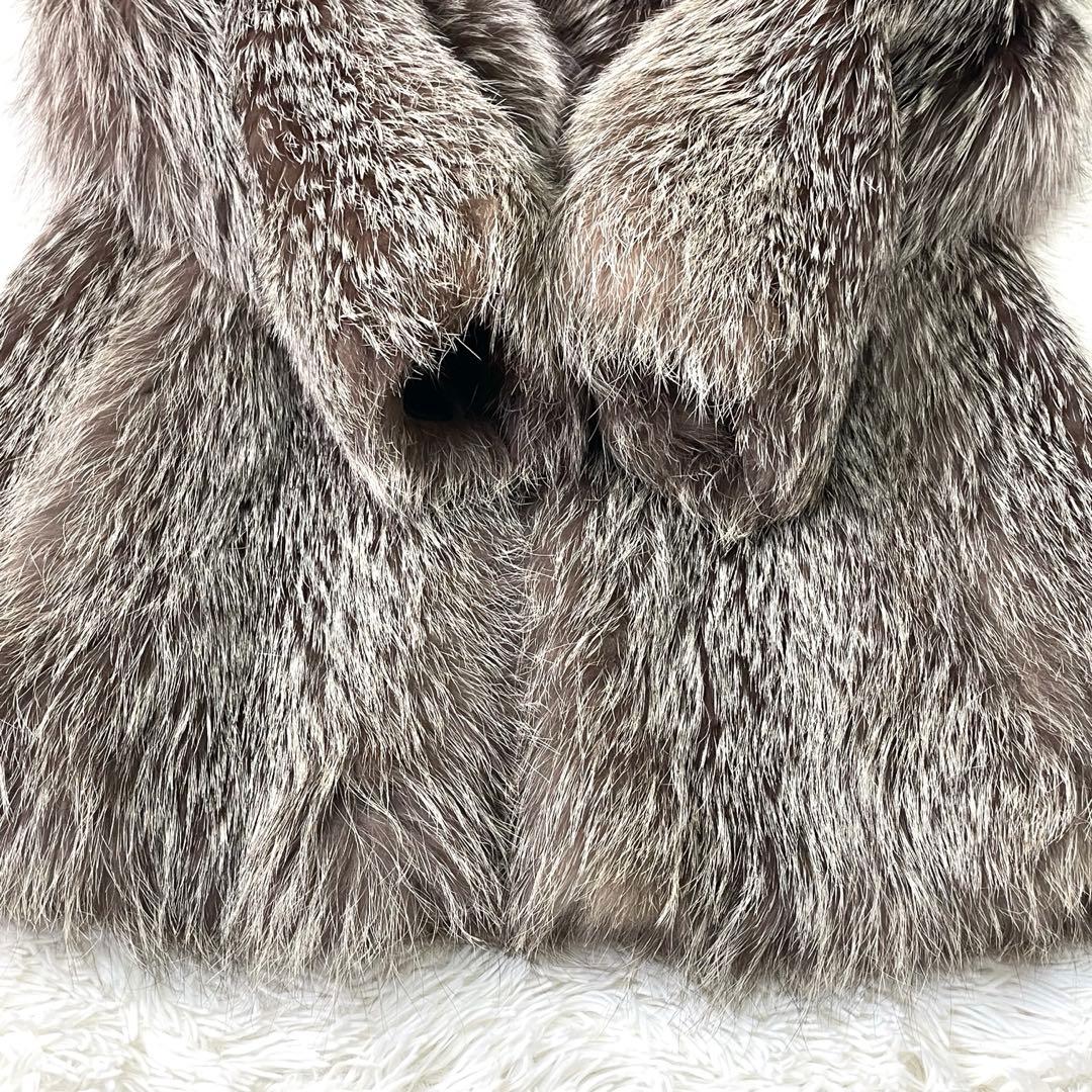 シルバーフォックス ファーコート本毛皮 ふわふわ◎ 大きめサイズ