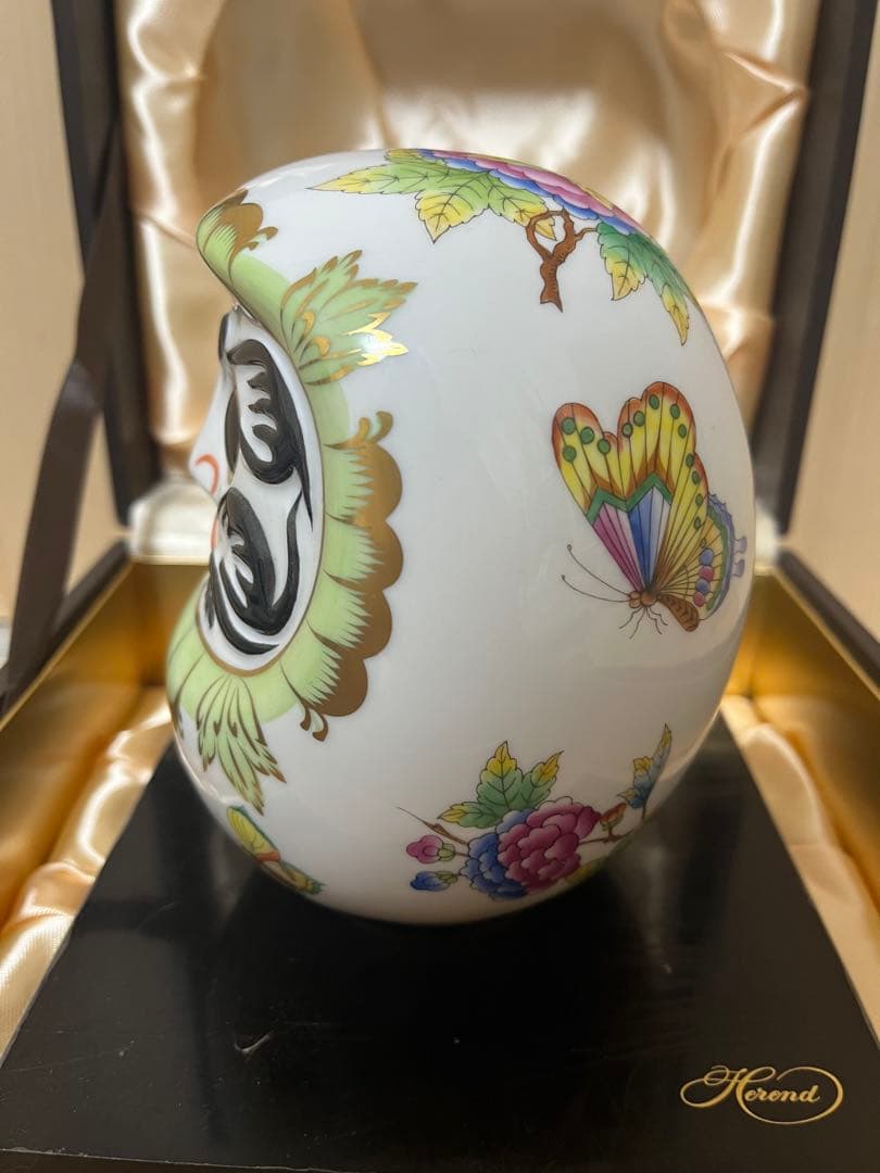 ヘレンド 陶器 ダルマ 縁起 ヴィクトリアブーケ 台座 ケース付