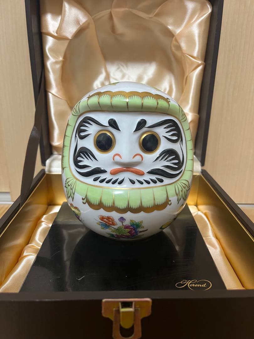 ヘレンド 陶器 ダルマ 縁起 ヴィクトリアブーケ 台座 ケース付