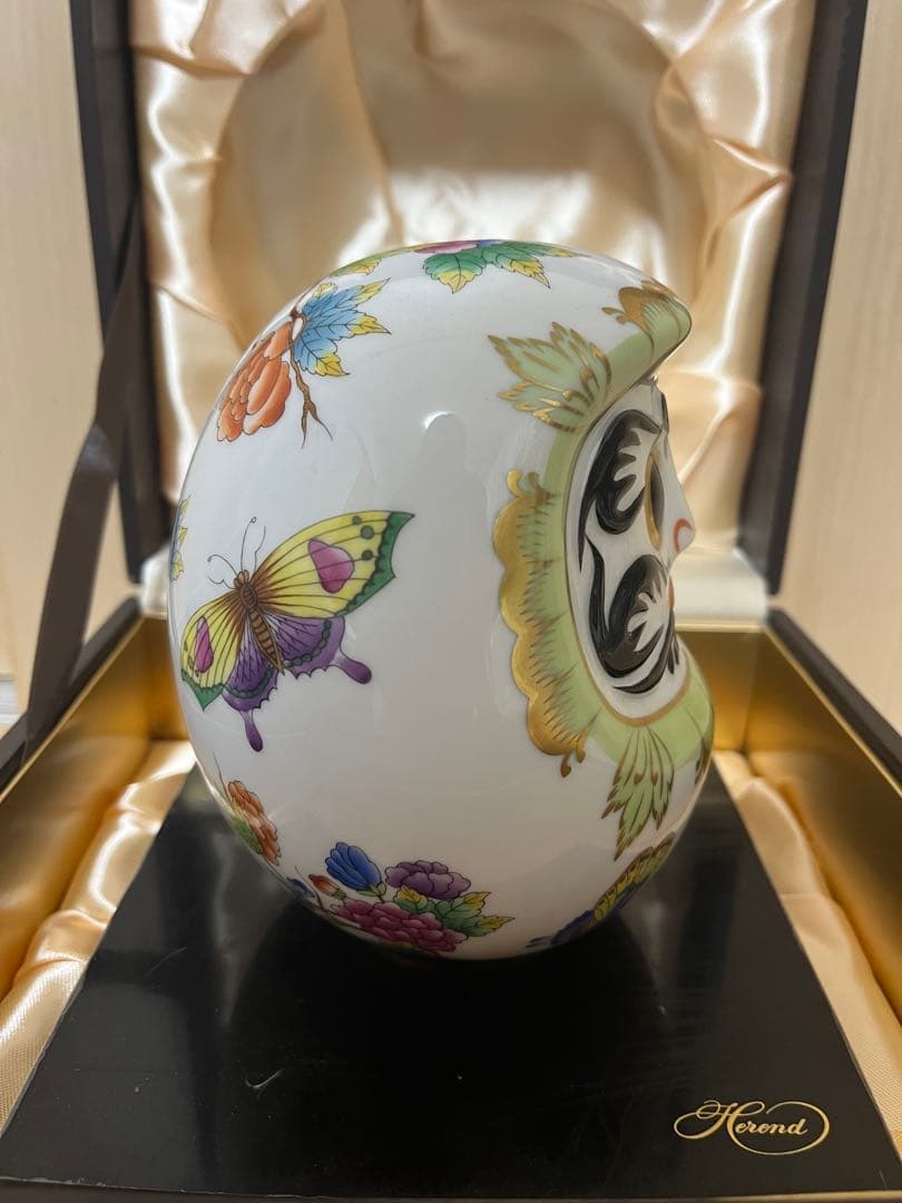 ヘレンド 陶器 ダルマ 縁起 ヴィクトリアブーケ 台座 ケース付