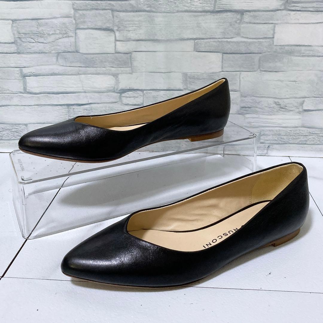 美品 ファビオルスコーニ フラットパンプス 本革 ポインテッドトゥ 22.5