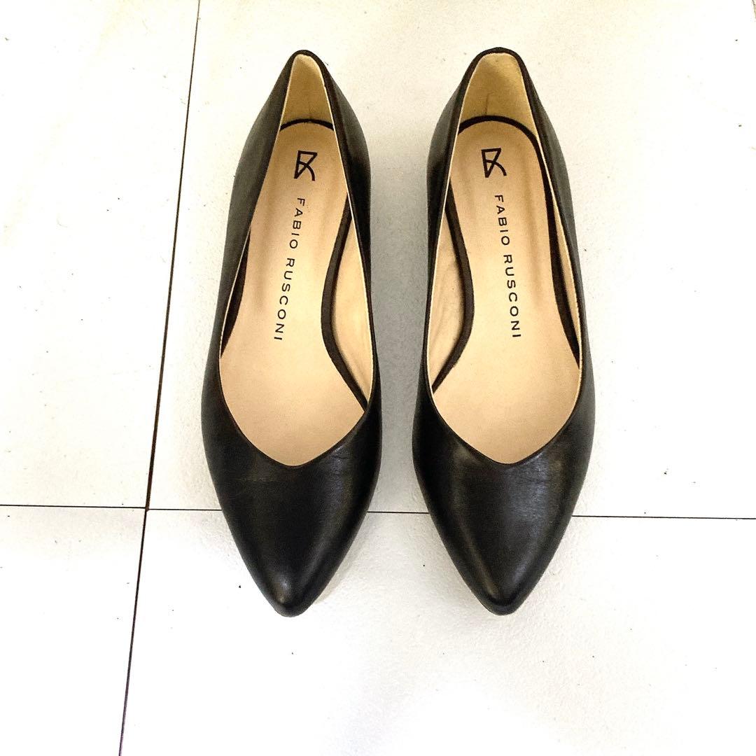 美品 ファビオルスコーニ フラットパンプス 本革 ポインテッドトゥ 22.5